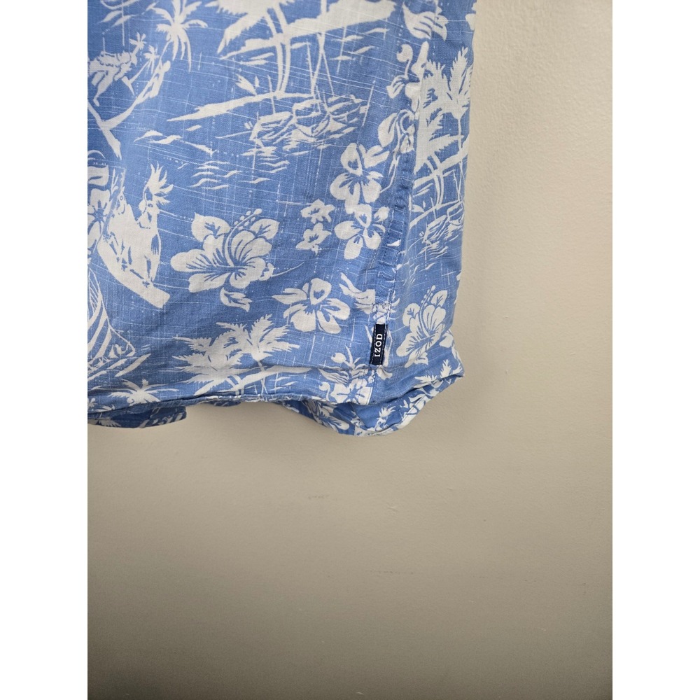 Izod Saltwater Relaxed Classics Mens XXL Blue Tropical Sailboat‎ Cotton Shirt - Picture 5 of 12